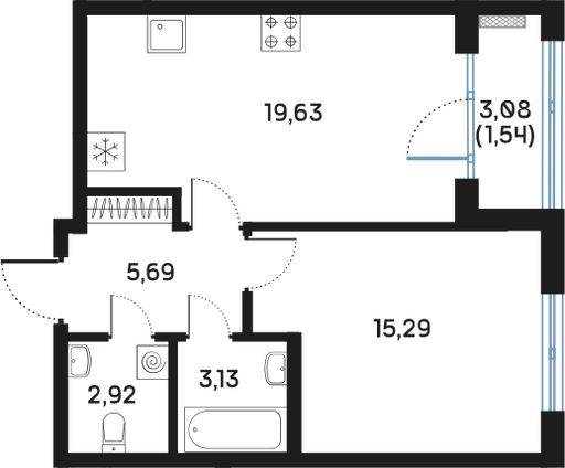 Планировка 1-комн.