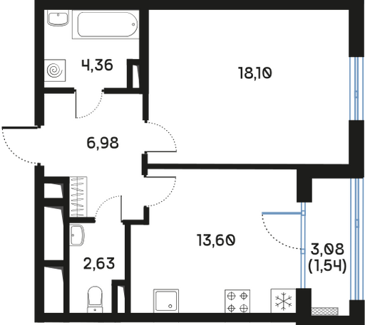 Планировка 1-комн.