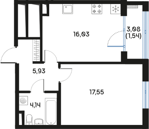 Планировка 1-комн.