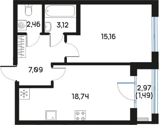 Планировка 1-комн.