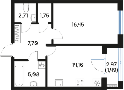 Планировка 1-комн.